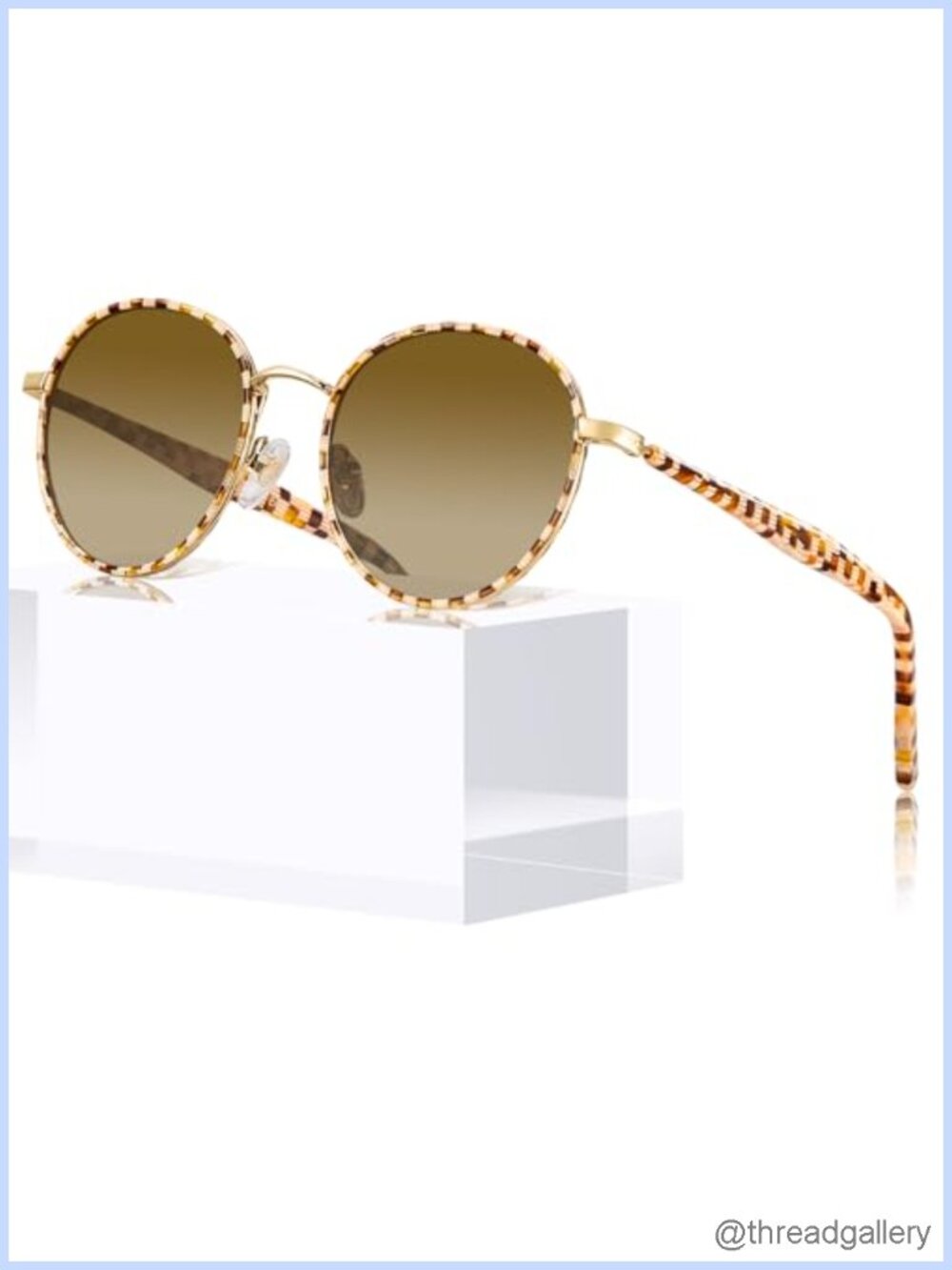 Round Polarized Sunglasses for Women UV Protection Italian Acetate Retro
